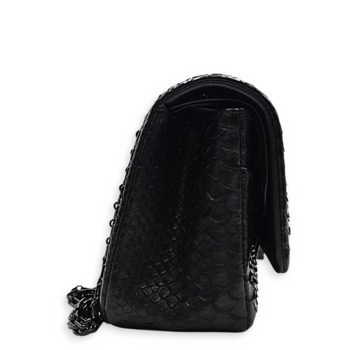 2.55 Black Shoulder Bag in Python Leather Ruthenium hardware