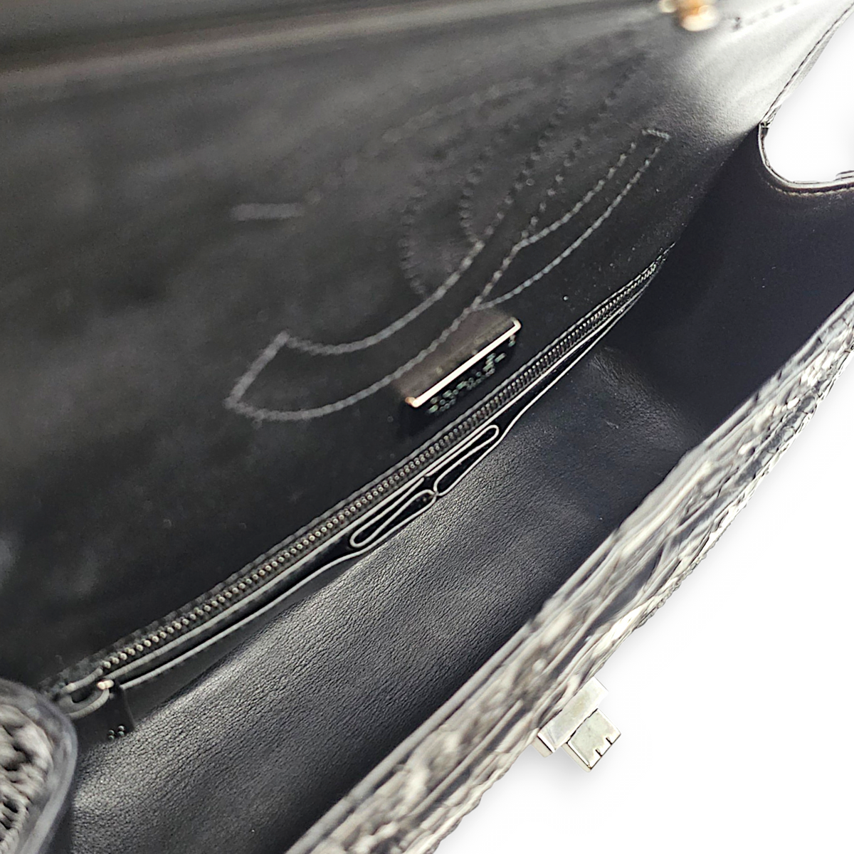 2.55 Black Shoulder Bag in Python Leather Ruthenium hardware