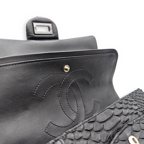 2.55 Black Shoulder Bag in Python Leather Ruthenium hardware