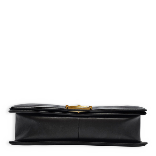 Boy 27 Black Shoulder Bag in Lambskin Brushed Gold hardware