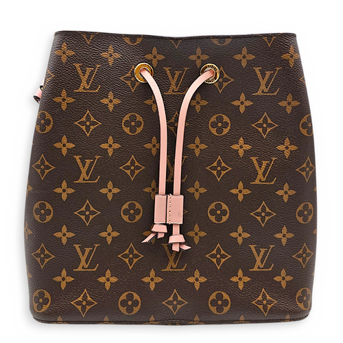 NeoNoe MM Monogram with Rose Poudre Bucket Bag in Monogram Coated Canvas Gold hardware