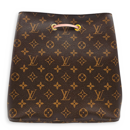 NeoNoe MM Monogram with Rose Poudre Bucket Bag in Monogram Coated Canvas Gold hardware