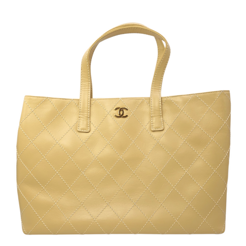 Vintage Wild Stitch Beige Tote Bag in Calfskin Gold hardware