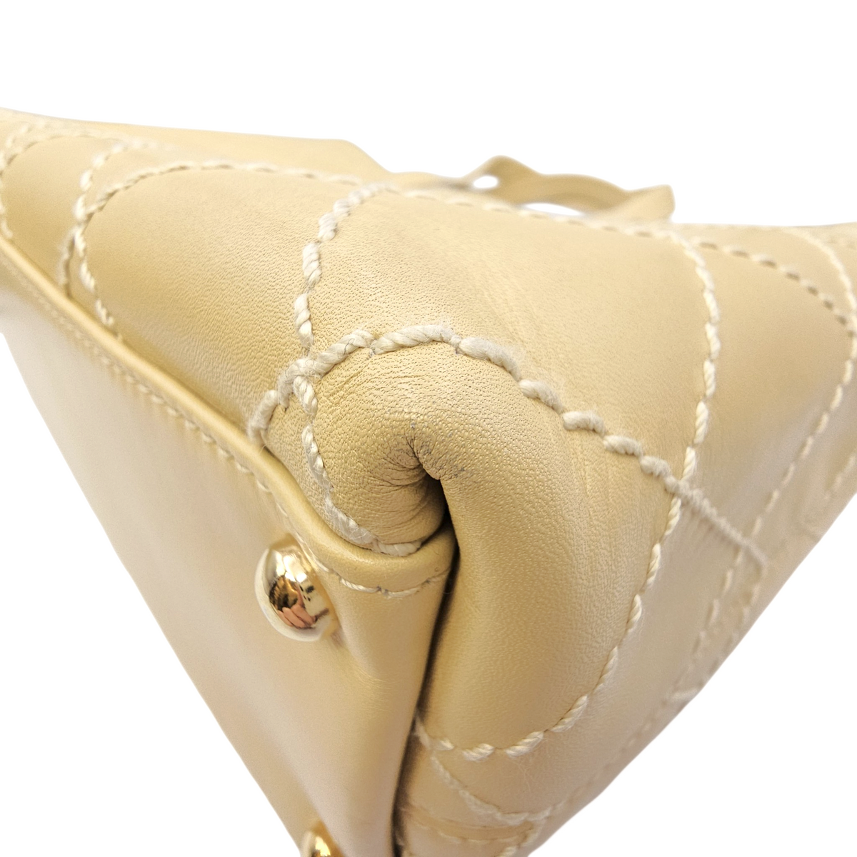 Vintage Wild Stitch Beige Tote Bag in Calfskin Gold hardware