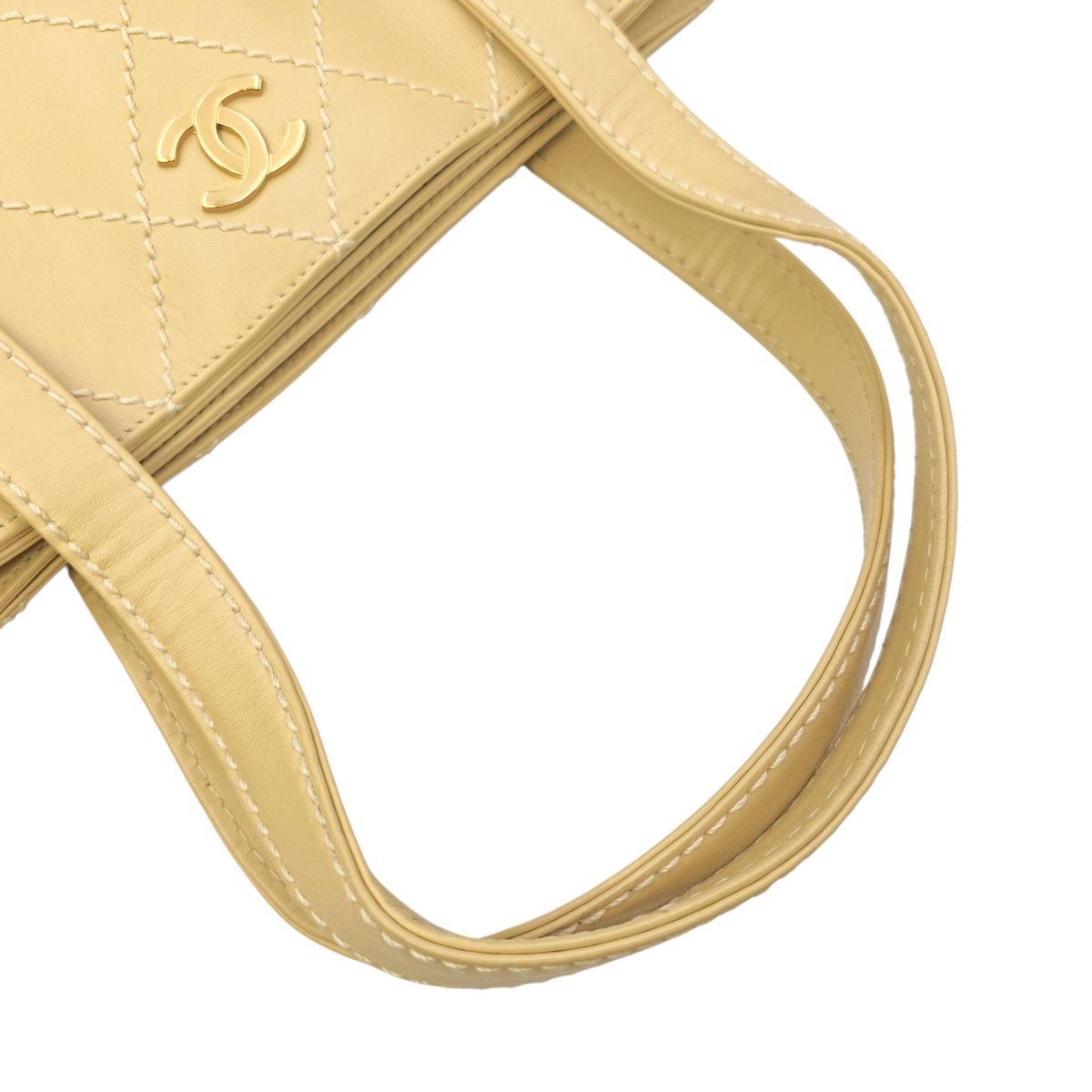 Vintage Wild Stitch Beige Tote Bag in Calfskin Gold hardware