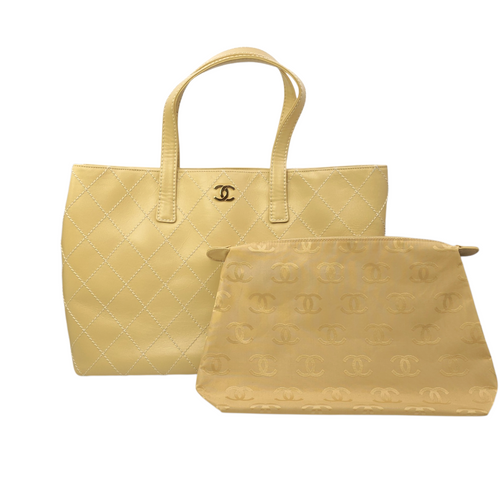 Vintage Wild Stitch Beige Tote Bag in Calfskin Gold hardware