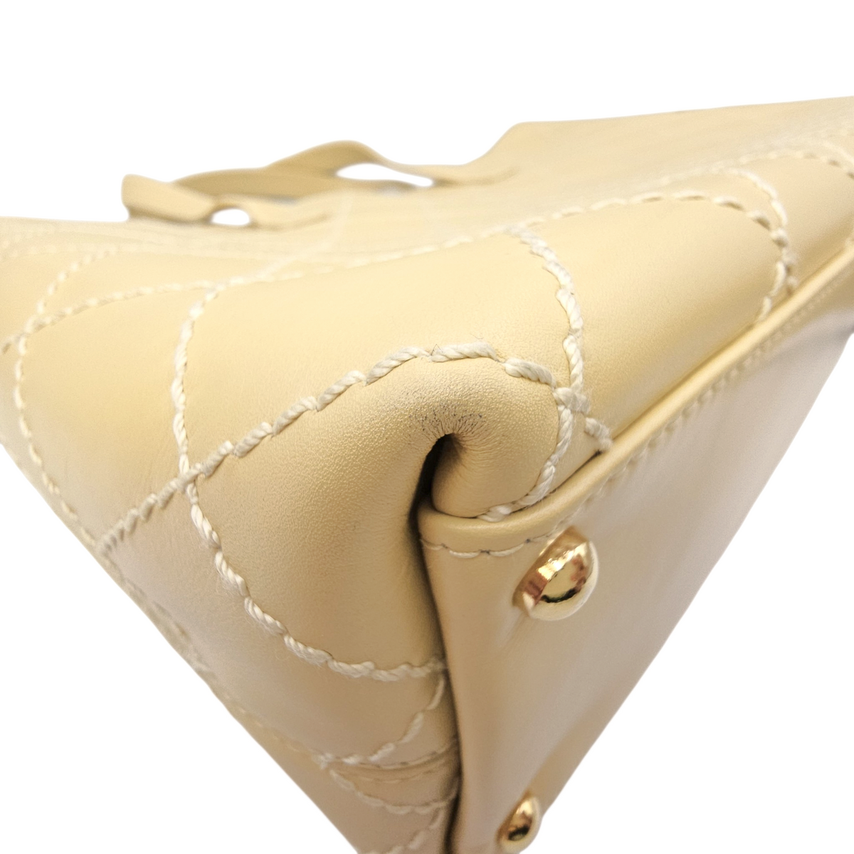 Vintage Wild Stitch Beige Tote Bag in Calfskin Gold hardware