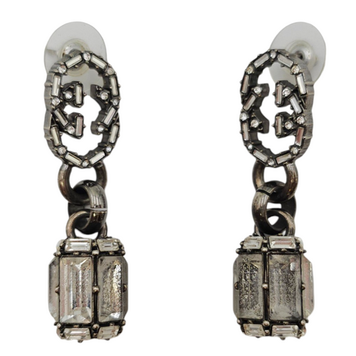 GG Marmont Crystal Drop Silver Earrings Silver hardware