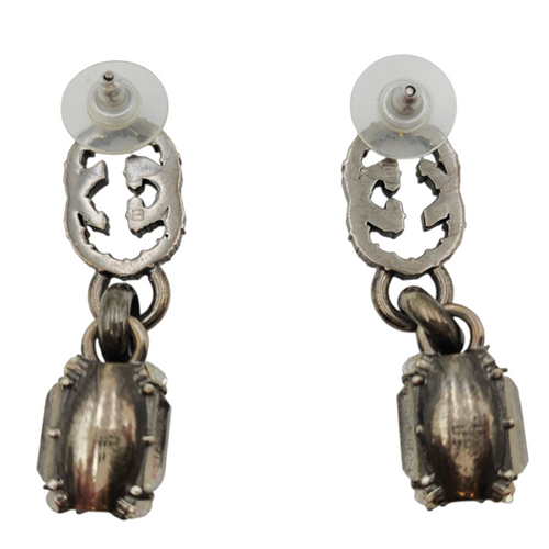 GG Marmont Crystal Drop Silver Earrings Silver hardware