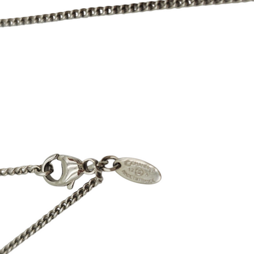Large Crystal CC Necklace  Silver Necklace  Silver hardware