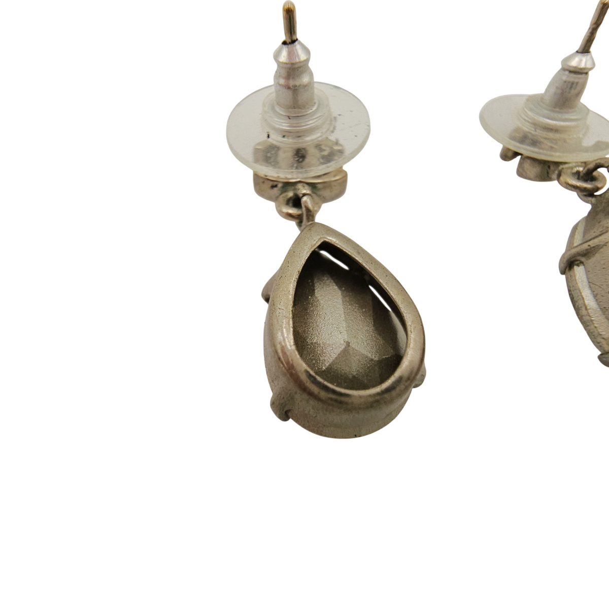 Crystal CC Tear Drop Silver Earrings Silver hardware
