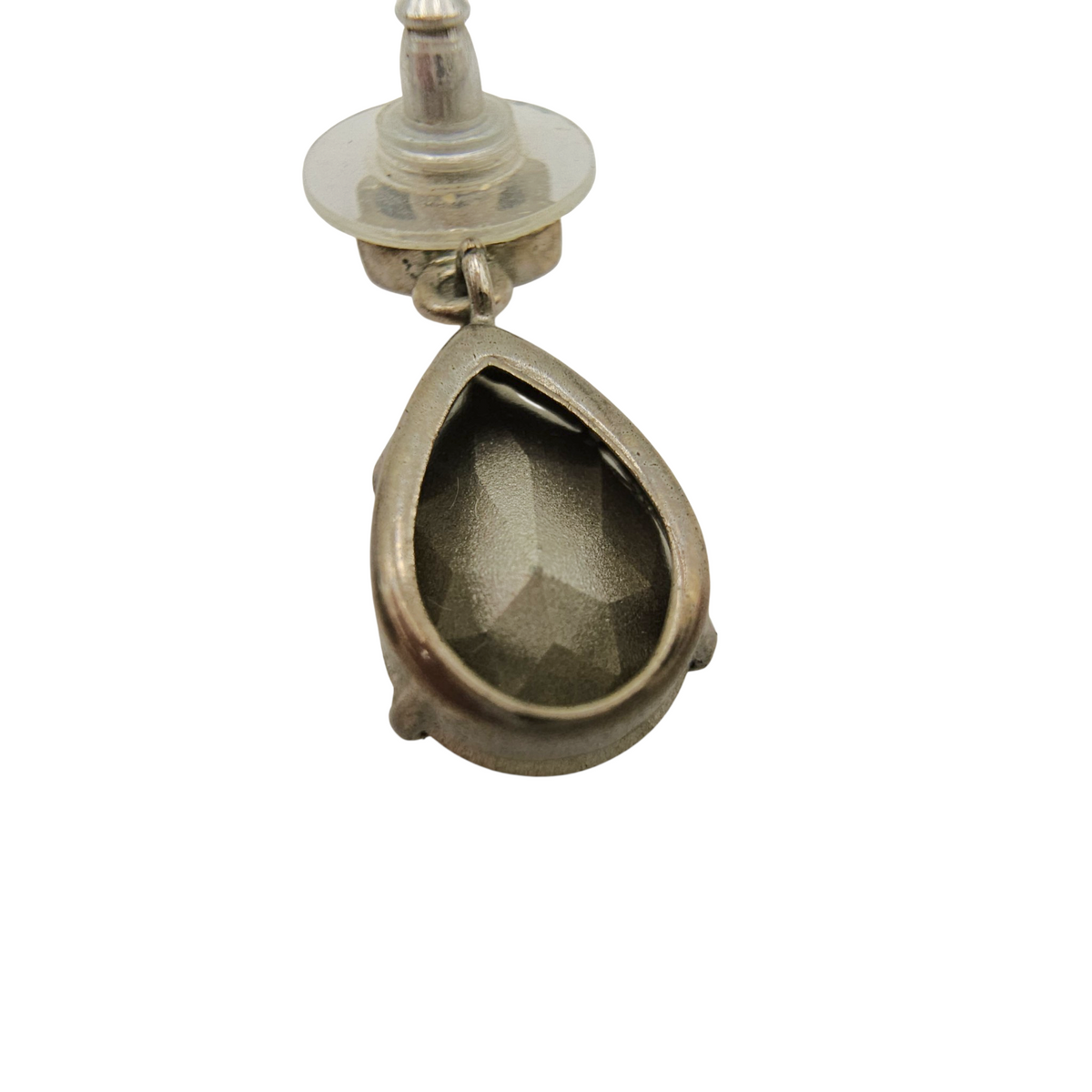 Crystal CC Tear Drop Silver Earrings Silver hardware