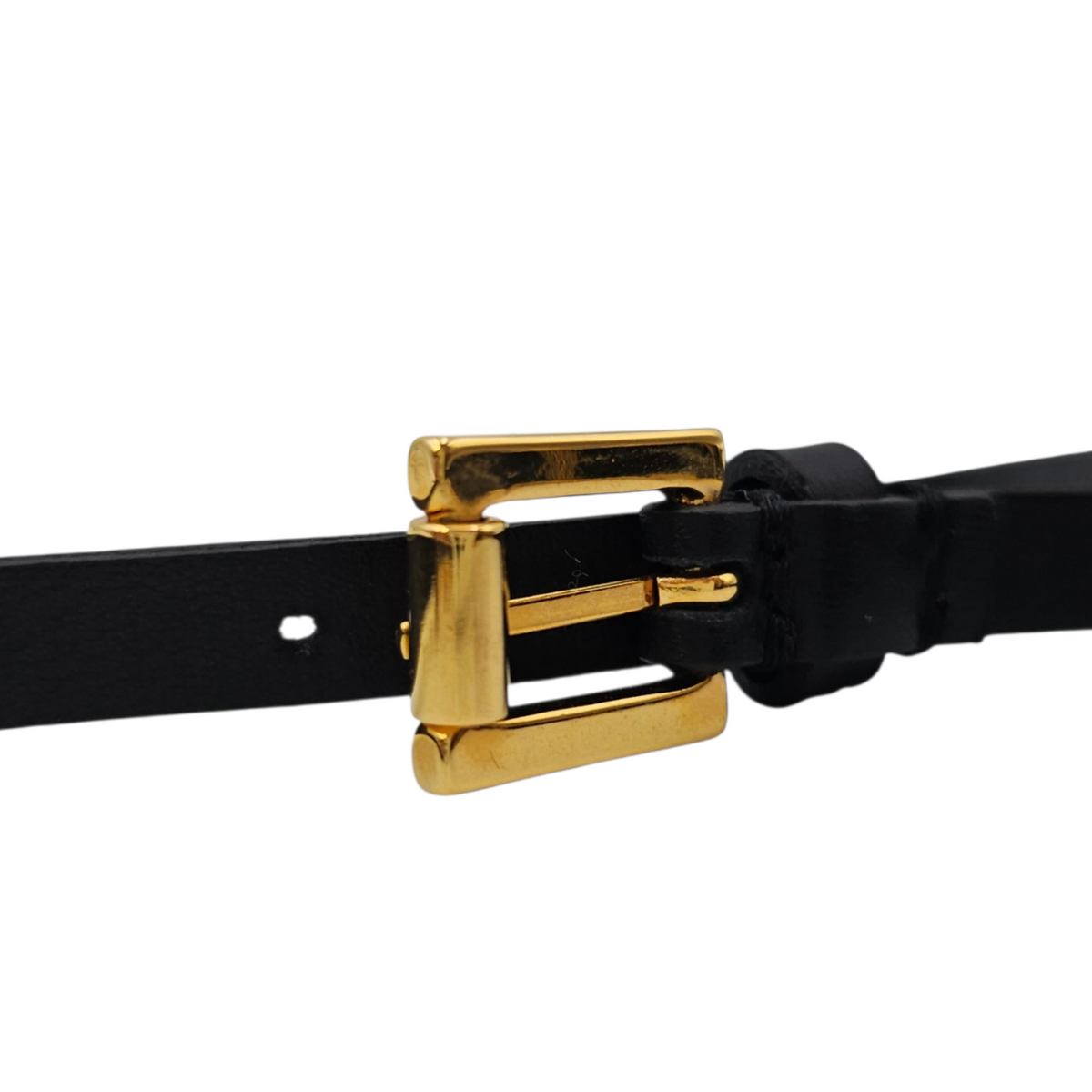 Safety Pin Belt size 70cm  Black Belt in Calfskin Gold hardware