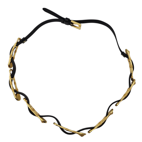 Safety Pin Belt size 70cm  Black Belt in Calfskin Gold hardware