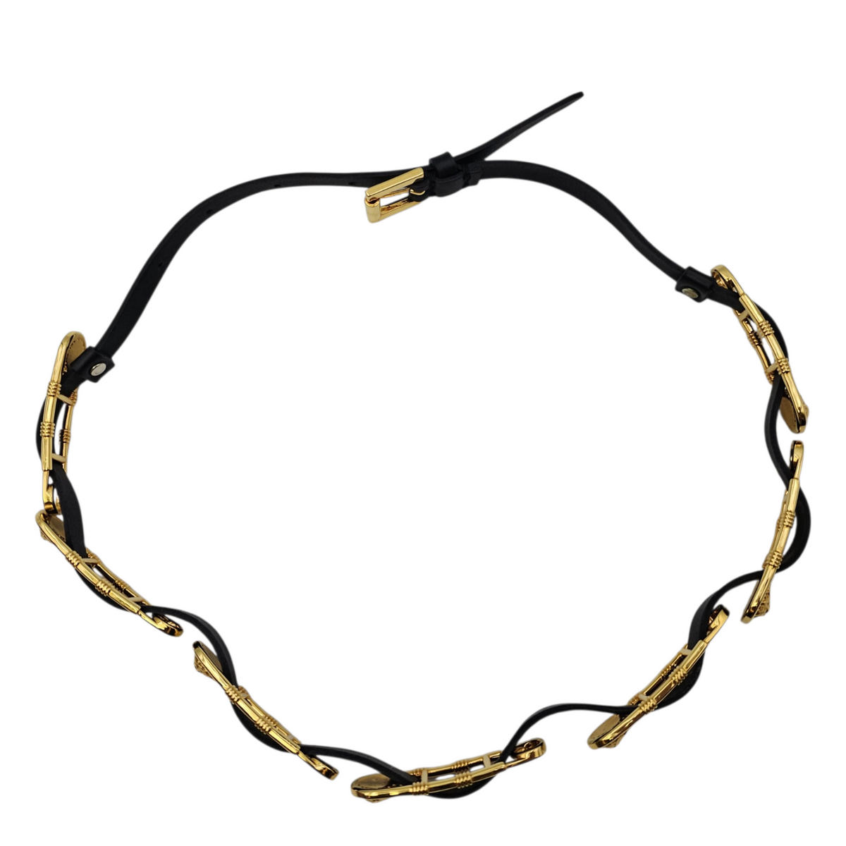 Safety Pin Belt size 70cm  Black Belt in Calfskin Gold hardware