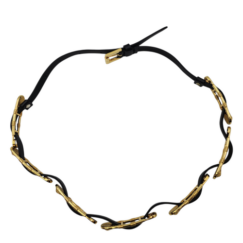 Safety Pin Belt size 70cm  Black Belt in Calfskin Gold hardware