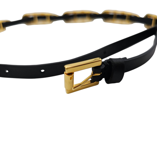 Safety Pin Belt size 70cm  Black Belt in Calfskin Gold hardware