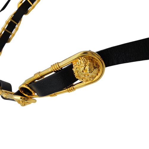 Safety Pin Belt size 70cm  Black Belt in Calfskin Gold hardware