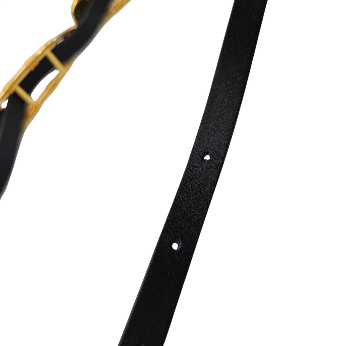 Safety Pin Belt size 70cm  Black Belt in Calfskin Gold hardware