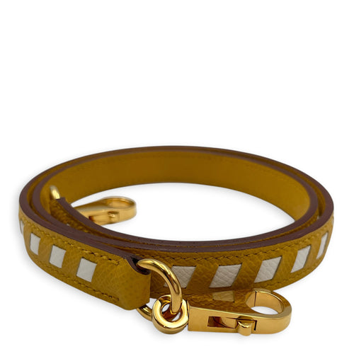 Sangle Cavale, 25mm by 70cm Jaune ambre Bag Accessory in Epsom Brushed Gold hardware