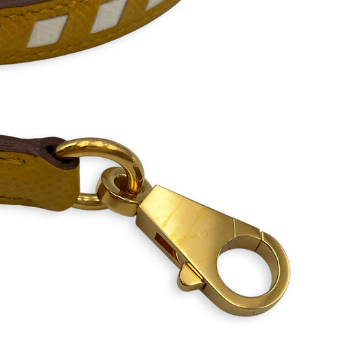 Sangle Cavale, 25mm by 70cm Jaune ambre Bag Accessory in Epsom Brushed Gold hardware