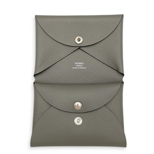 Calvi Duo Card Holder Vert Amande Card Holder in Evercolor