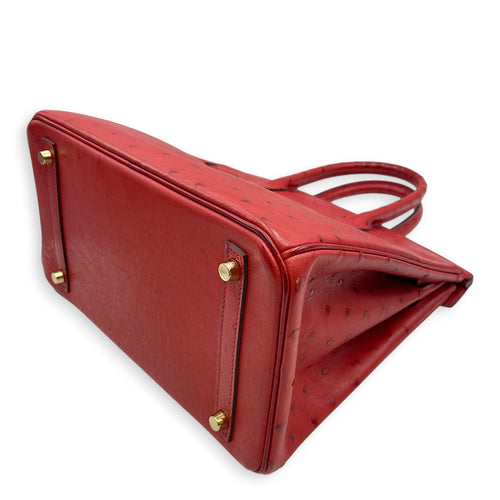 Birkin 30 Rouge Vif in Ostrich Gold hardware