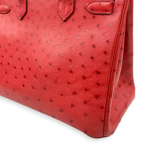 Birkin 30 Rouge Vif in Ostrich Gold hardware