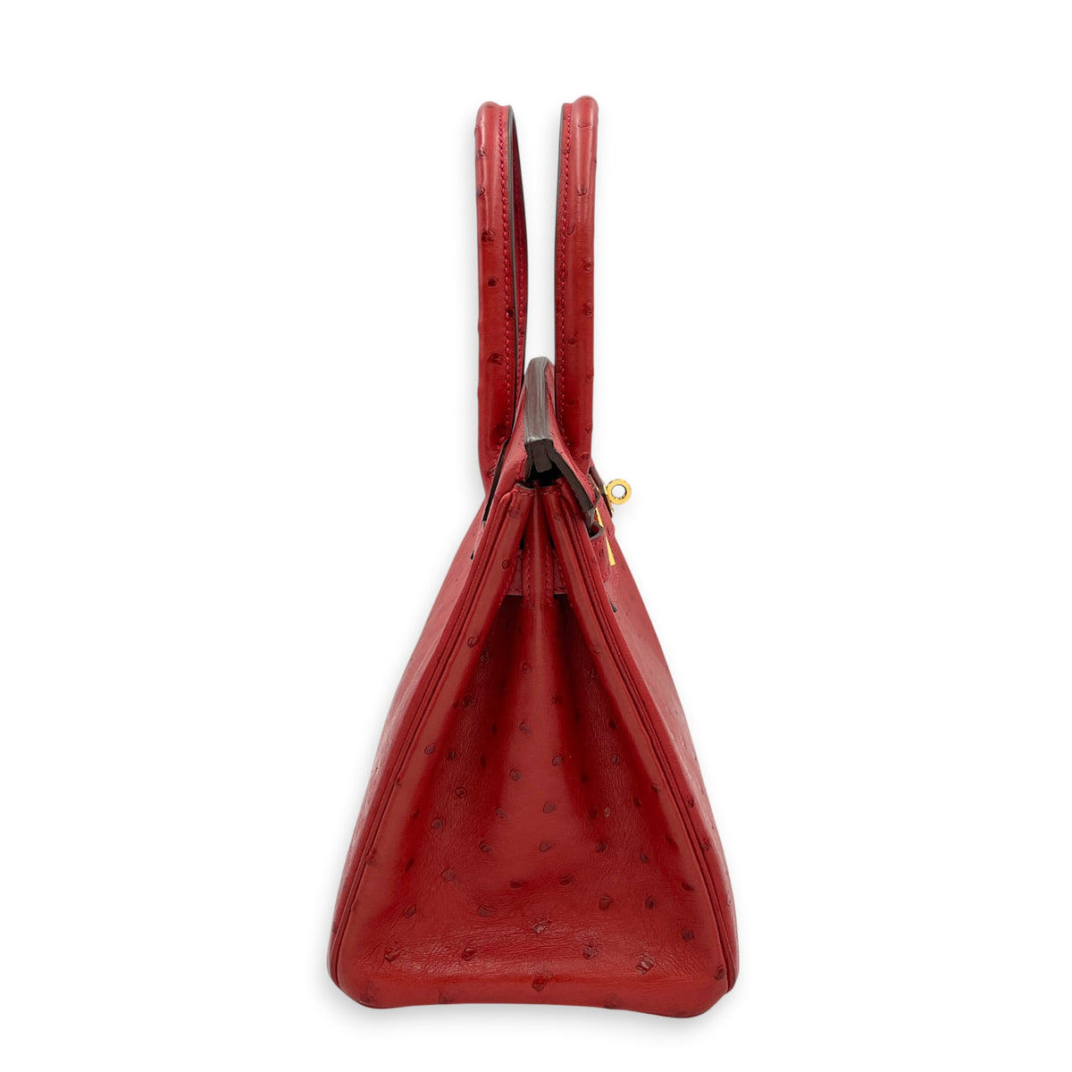Birkin 30 Rouge Vif in Ostrich Gold hardware