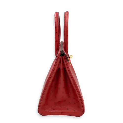 Birkin 30 Rouge Vif in Ostrich Gold hardware
