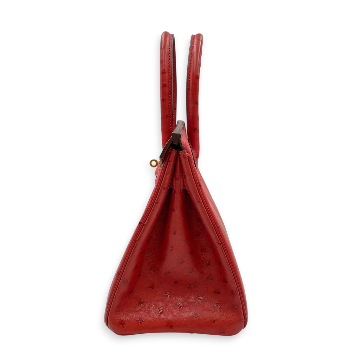Birkin 30 Rouge Vif in Ostrich Gold hardware