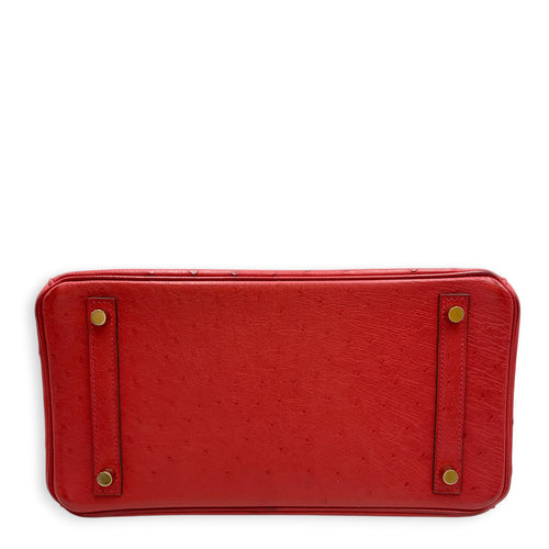 Birkin 30 Rouge Vif in Ostrich Gold hardware