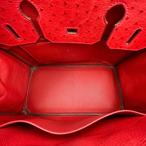 Birkin 30 Rouge Vif in Ostrich Gold hardware