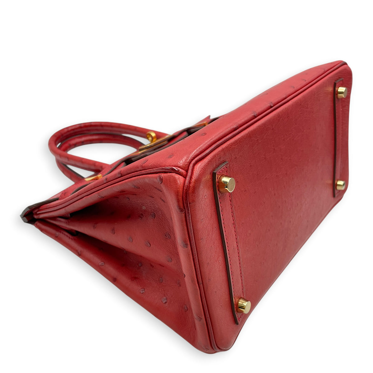 Birkin 30 Rouge Vif in Ostrich Gold hardware