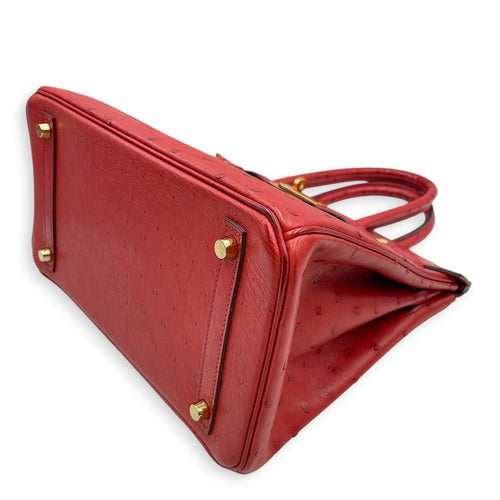 Birkin 30 Rouge Vif in Ostrich Gold hardware