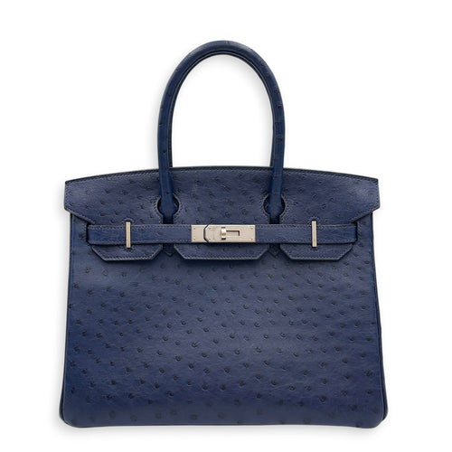 Birkin 30 Blue Iris in Ostrich Palladium hardware