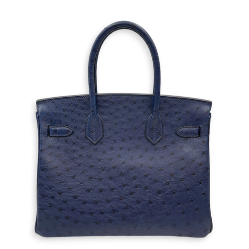 Birkin 30 Blue Iris in Ostrich Palladium hardware