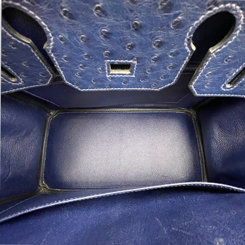 Birkin 30 Blue Iris in Ostrich Palladium hardware