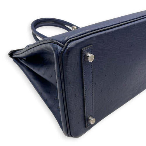 Birkin 30 Blue Iris in Ostrich Palladium hardware