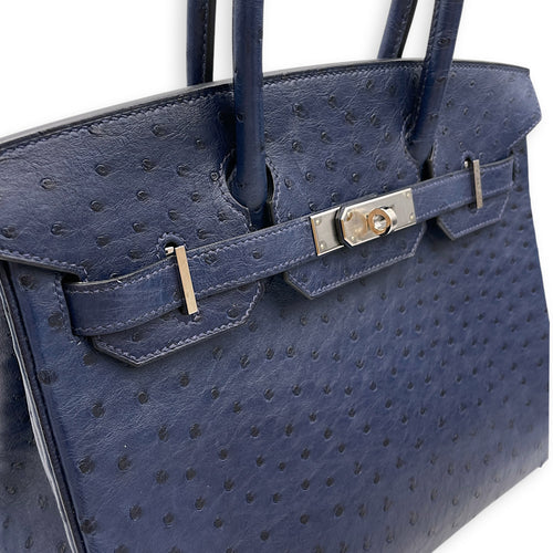 Birkin 30 Blue Iris in Ostrich Palladium hardware