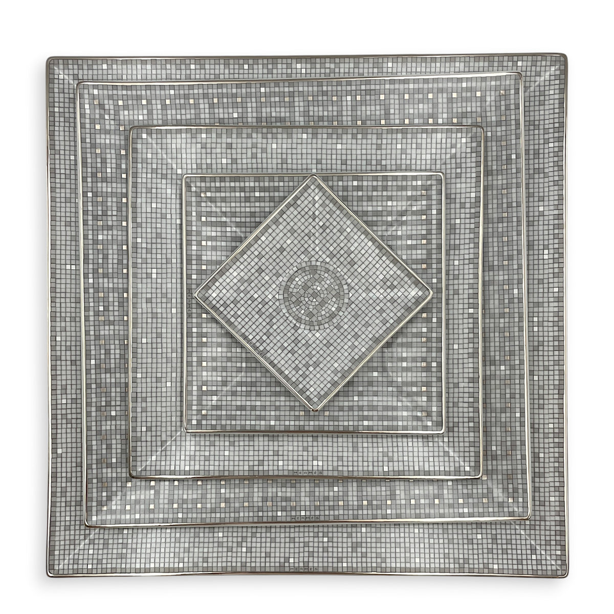 Mosaique Au 24 Platinum Square Plates (Set of 5) Porcelaine