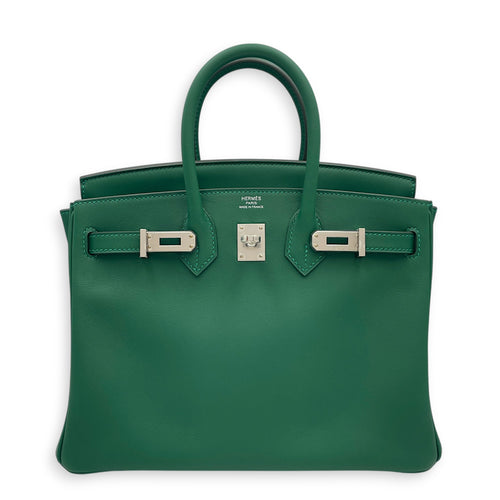 Birkin 25 Vert Moyen in Swift Palladium hardware