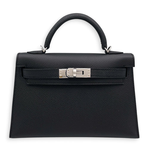 Sellier Kelly 20 Noir in Epsom Palladium hardware