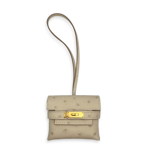 Kelly Festival Charm  Craie Bag Accessory in Ostrich Gold hardware