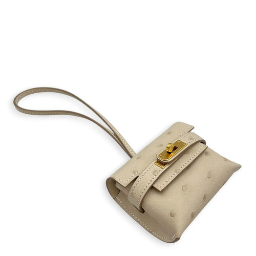 Kelly Festival Charm  Craie Bag Accessory in Ostrich Gold hardware