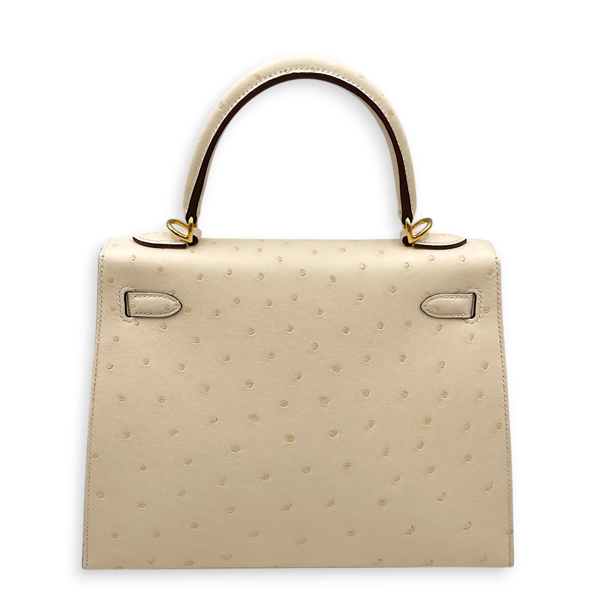 Sellier Kelly 25 Nata in Ostrich Boreale Gold hardware