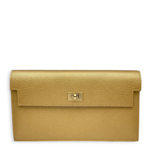 Kelly Pocket Dore Long Wallet in Chevre Chamkilight Permabrass hardware