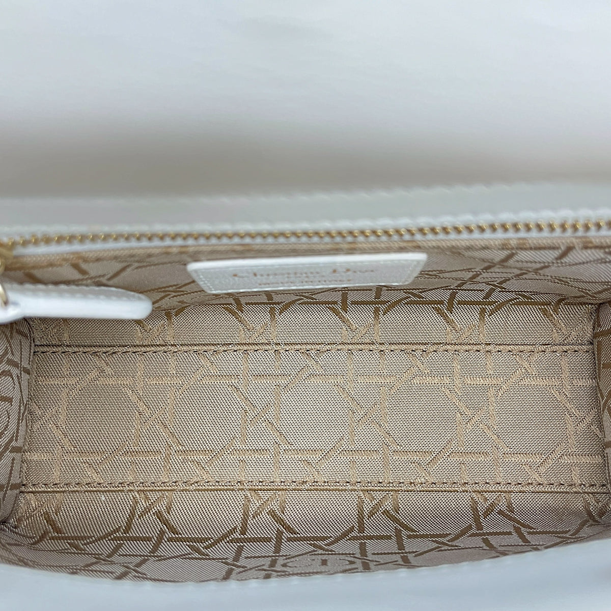 Lady Dior Mini White Top Handle Bag in Lambskin Light Gold hardware