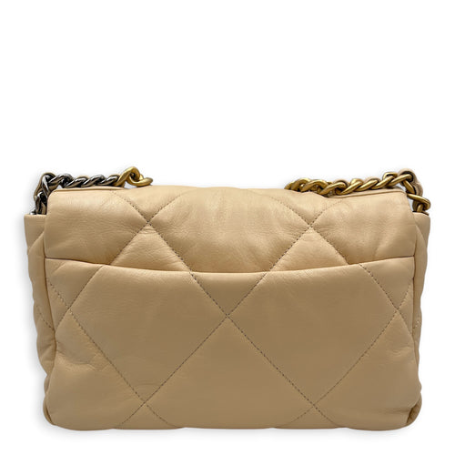 C19 25 Beige Shoulder Bag in Goat Leather Mixed hardware