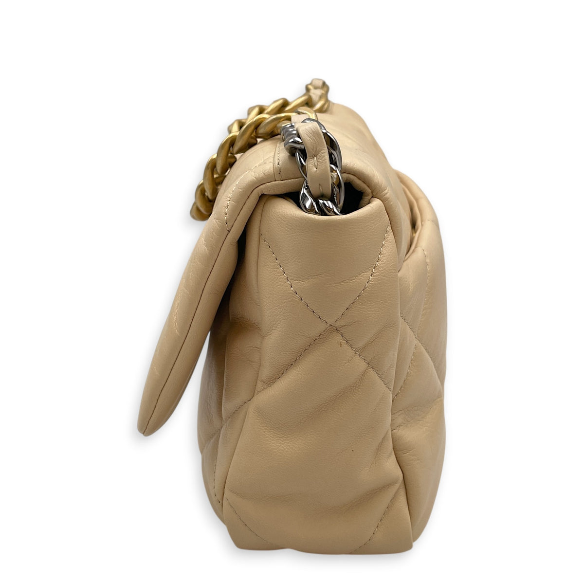 C19 25 Beige Shoulder Bag in Goat Leather Mixed hardware